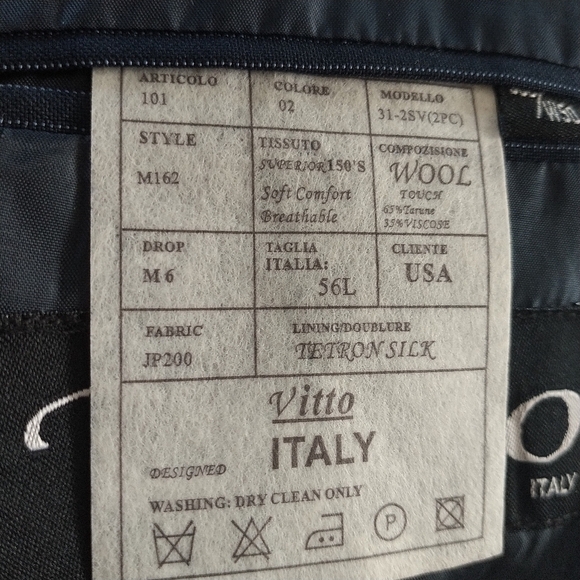 Vitto Italy Classic Two Button Navy Pinstripe Blazer 56L - Picture 7 of 11